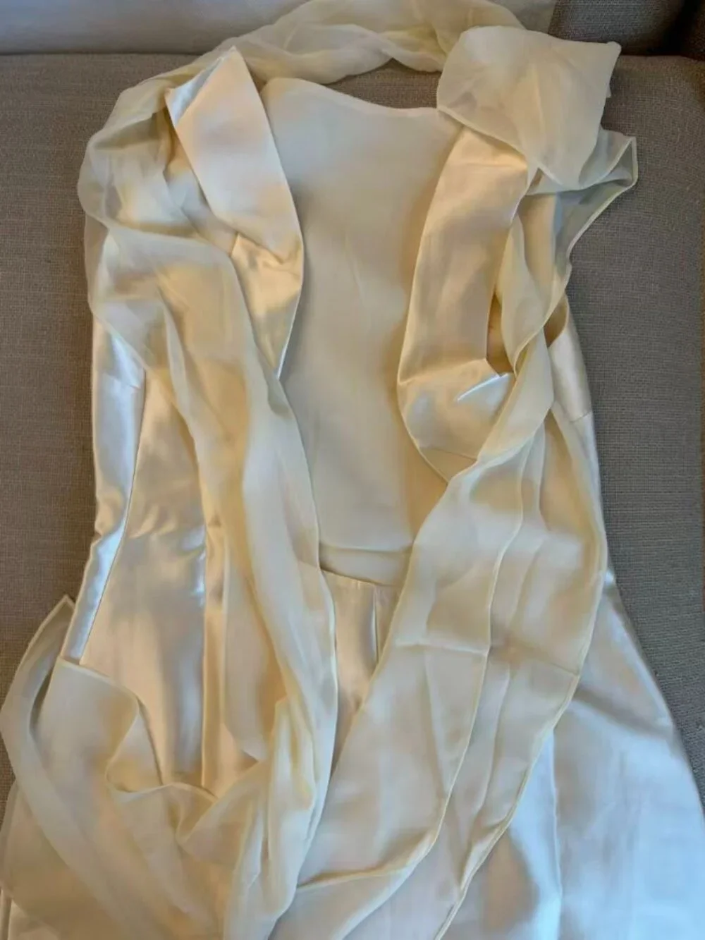 BEST Reformation Ecru Mini Dress Sz6 Butter Cream Scarf Wedding Party Cocktail - Picture 9 of 15